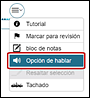Sample Context menu with the Opción de hablar resource called out.