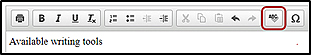 Writing toolbar with the Spell Check button called out