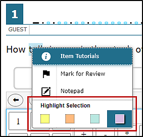 Highlighter, with a circle around the open context menu with the lavender option selected.