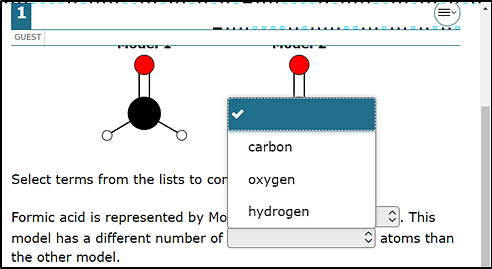 Sample test question with a list of options displayed.