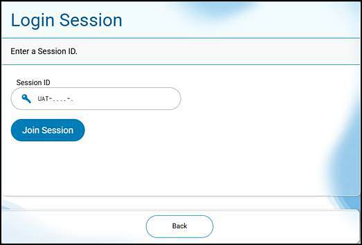 Login Session screen with the Session ID screen.