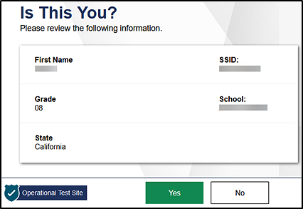 Is This You? screen in the student interface, followed by sample student information.