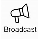 Megaphone with the word 'broadcast' directly below