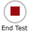 Stop button with the words 'end test' written directly below