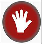 White hand within a red circle