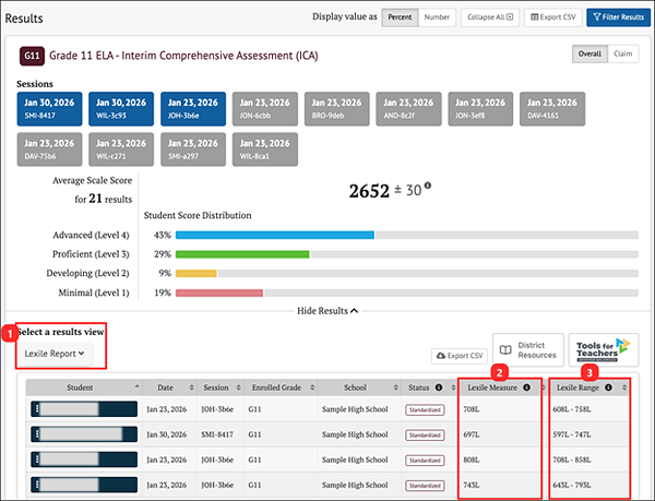 lexile measure and range view.