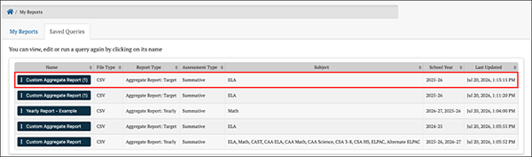 query added to the saved query tab.