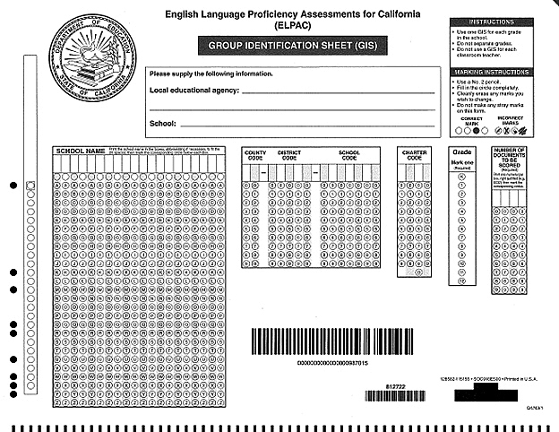 ELPAC Group Identification Sheet (GIS) form