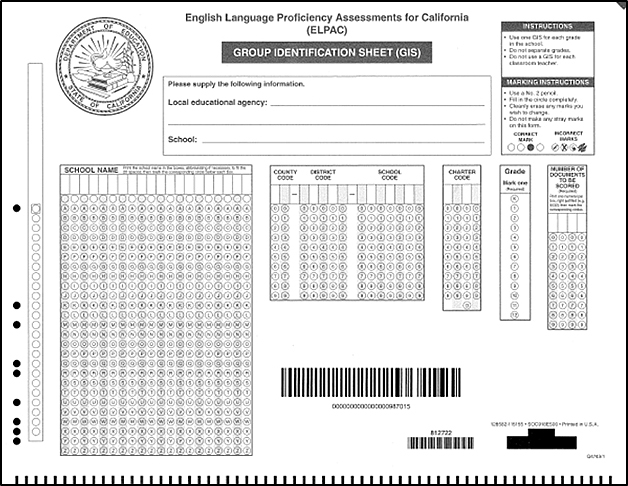 ELPAC Group Identification Sheet (GIS) form