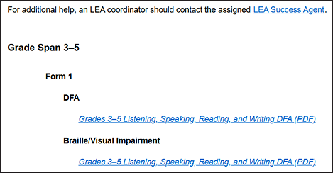Secure Materials screen in TOMS, which contains the Initial ELPAC Directions for Administration for in-person and remote testing.