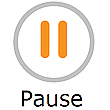 Pause button, shows two orange parallel vertical lines.