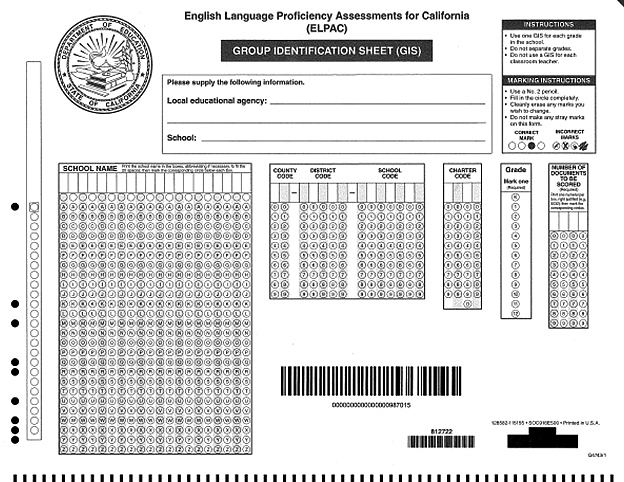 ELPAC Group Identification Sheet (GIS) form