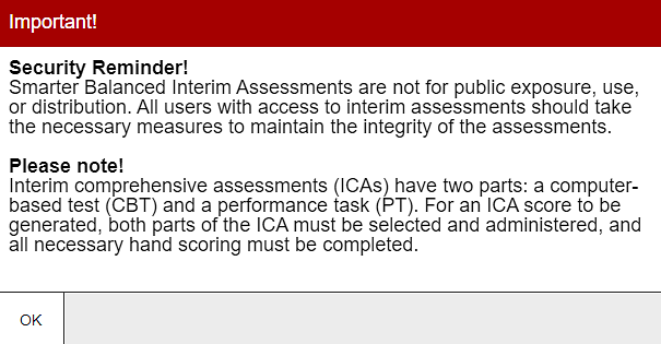 ICA Security Reminder pop-up window described in the previous paragraph