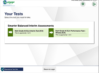 Your Tests screen sample