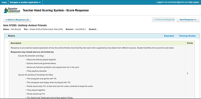 IAHSS Score Response page