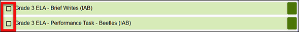 Two examples of interim assessments with the checkboxes called out.