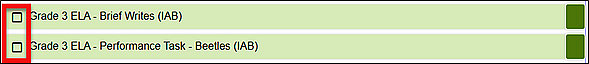 Two examples of interim assessments with the checkboxes called out.