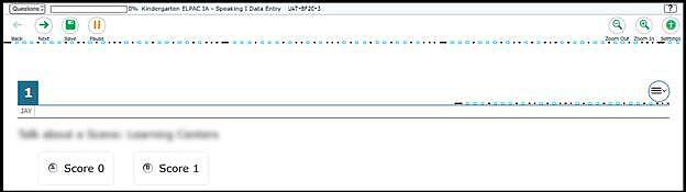 Data Entry Interface screen showing the first item to be scored.