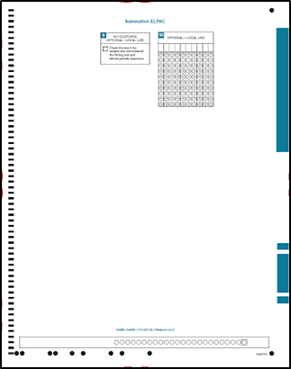 Sample grade two Summative ELPAC Answer Book back cover