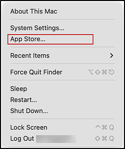 Apple Menu with the App Store item indicated