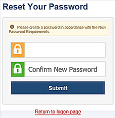 Reset Your Password screen