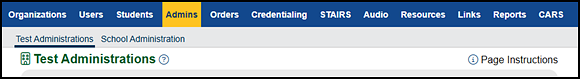 Admins navigation tab.