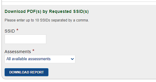 Download PDF(s) by Requested SSID(s) section