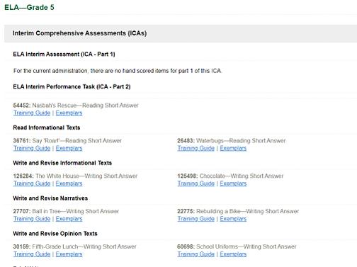 Interim Assessment Hand Scoring Training Guides and Exemplars.