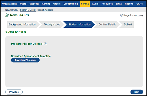 Prepare File for Upload section.