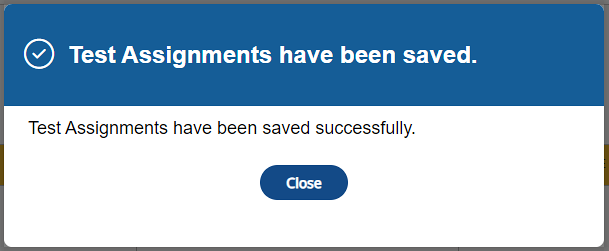 Assignments Saved popup