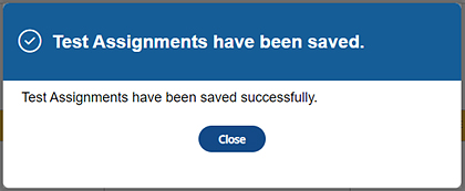 Assignments Saved pop-up.