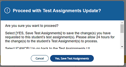 Save Test Assignments.