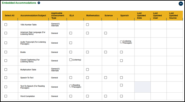 CAASPP Embedded Accommodations section.