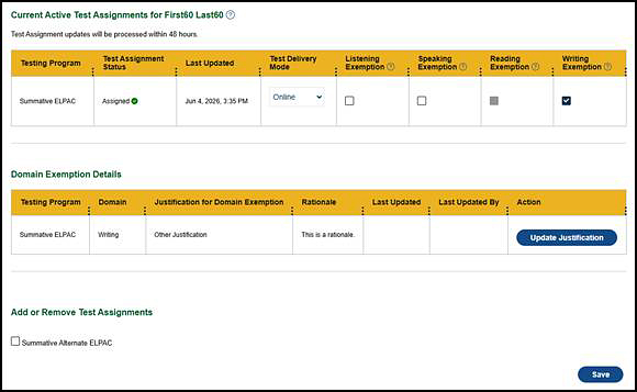 Completed test assignments.