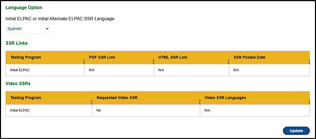 Reporting screen for ELPAC.
