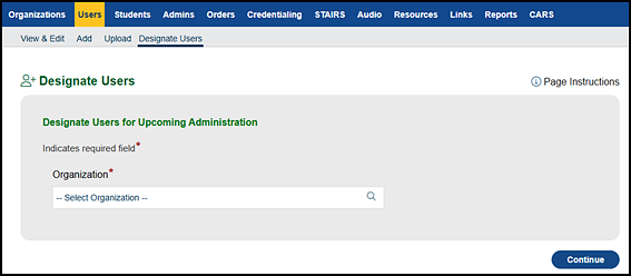 Designate Users for Upcoming Administration section of the Designate Users screen.